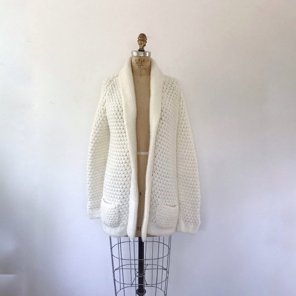 1970s vintage knit shawl collar sweater cardigan pave knit MEDIUM - Picture 4 of 9